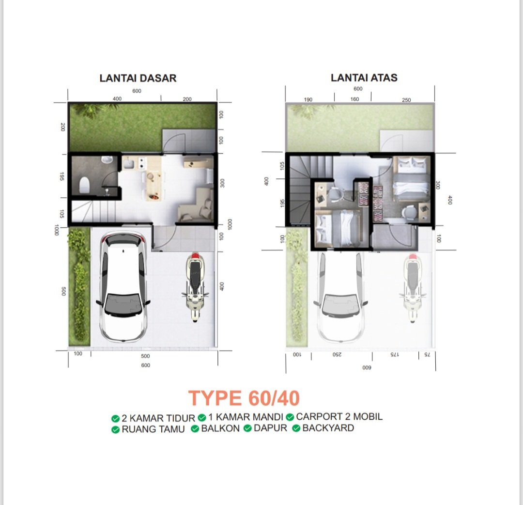 Denah Tipe 60 / 40 Royale Serpong Residence